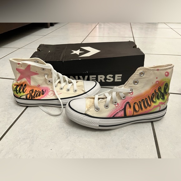 Converse High-Tops with Pink and Orange Accents - Picture 2 of 5